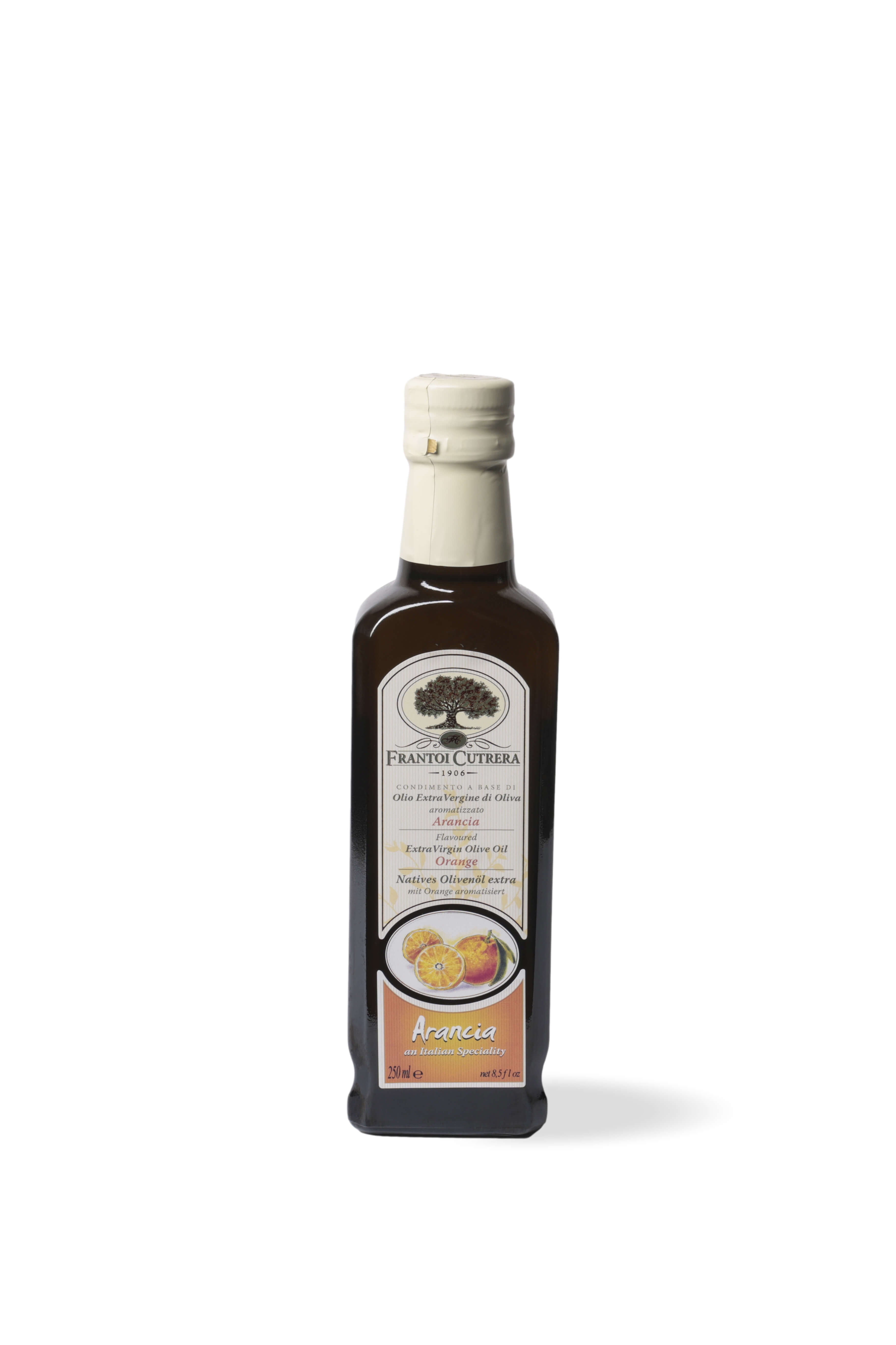 Condimento a base di olio extra vergine di oliva 98% aromatizzato all'arancia