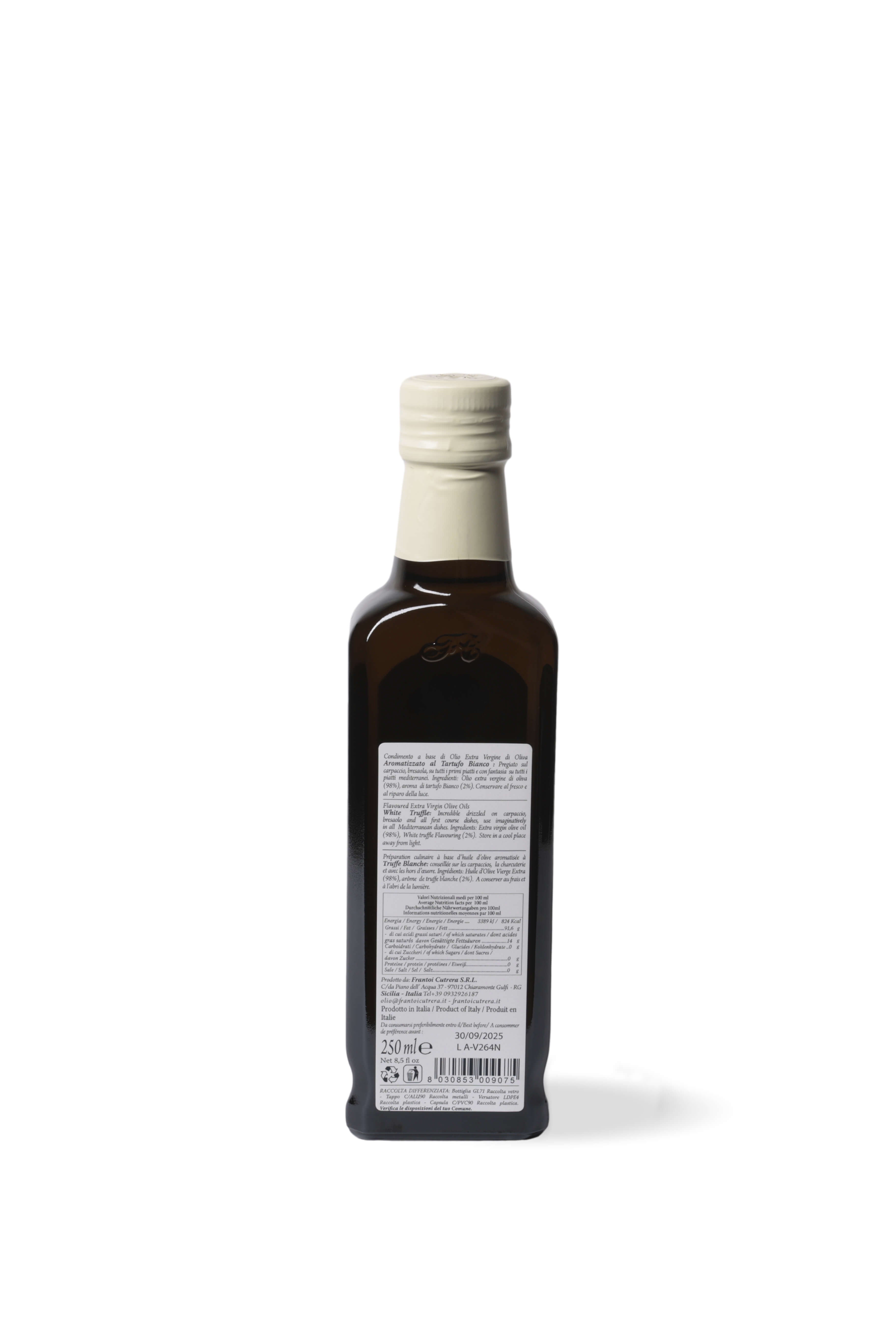 Condimento a base di olio extra vergine di oliva 98% aromatizzato al tartufo bianco