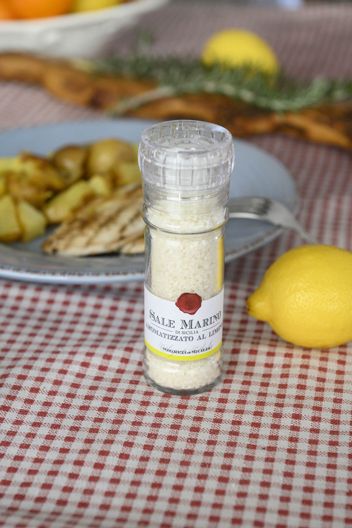 Sicilian Sea Salt Flavored with Lemon in Grinder