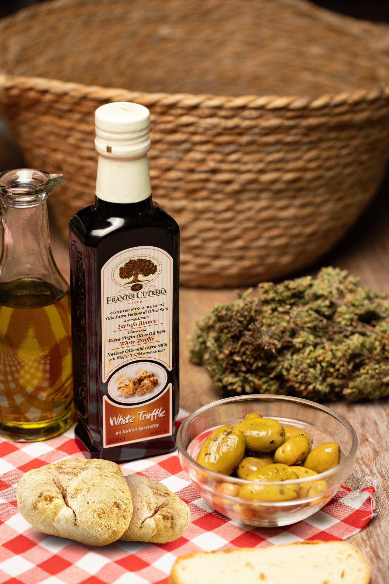 Condimento a base di olio extra vergine di oliva 98% aromatizzato al tartufo bianco