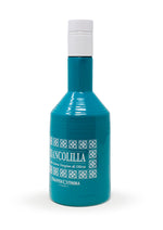 Biancolilla Argila Serenity Blu, dettaglio della decorazione a maioliche siciliane sulla bottiglia azzurra