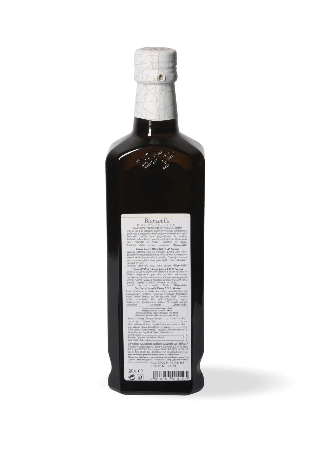 Monocultivar Biancolilla IGP - Confezione da 6 Bottiglie - FRANTOI CUTRERA