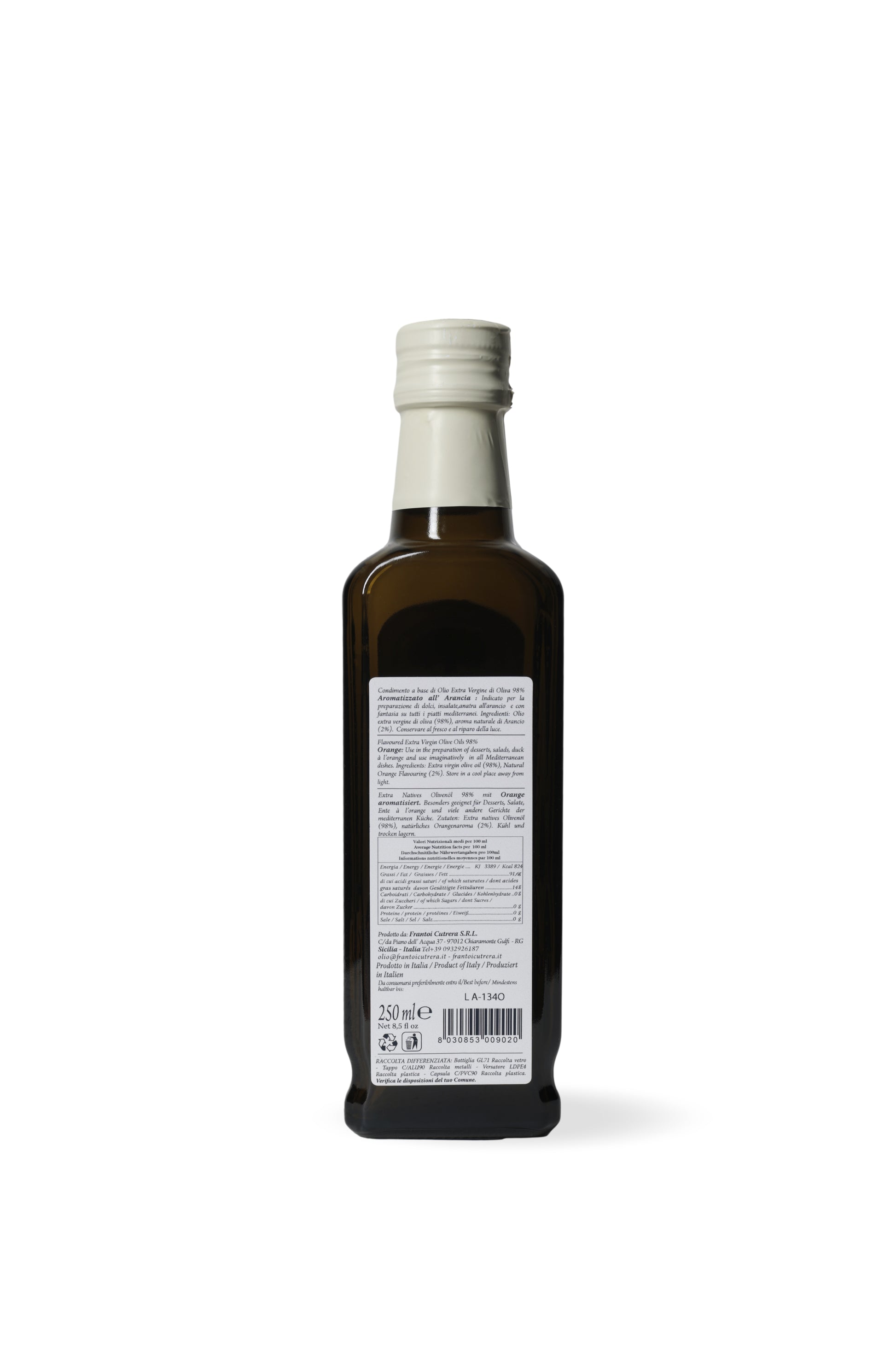 Condimento a base di olio extra vergine di oliva 98% aromatizzato all'arancia - FRANTOI CUTRERA