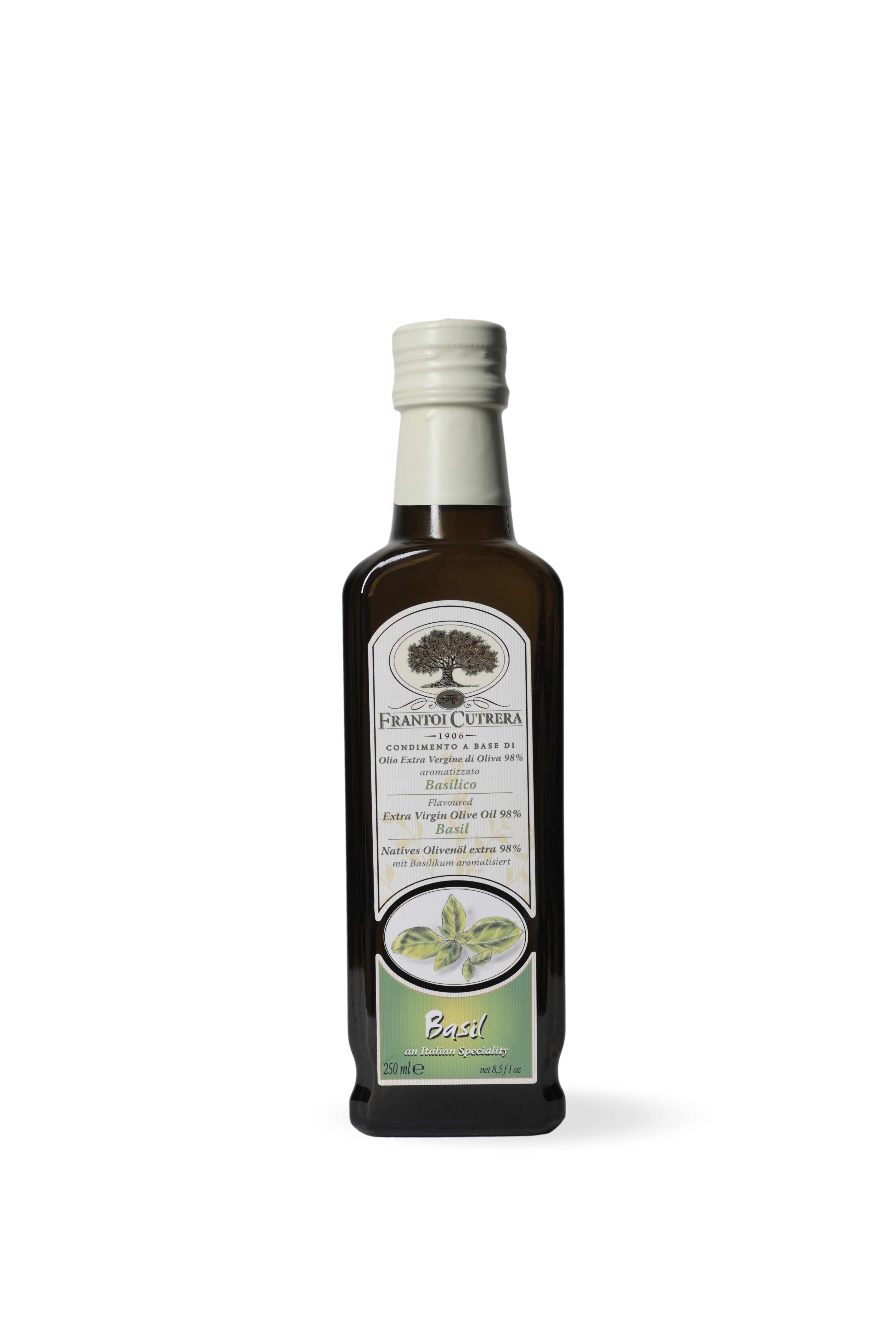 Condimento a base di olio extra vergine di oliva 98% aromatizzato al basilico - FRANTOI CUTRERA