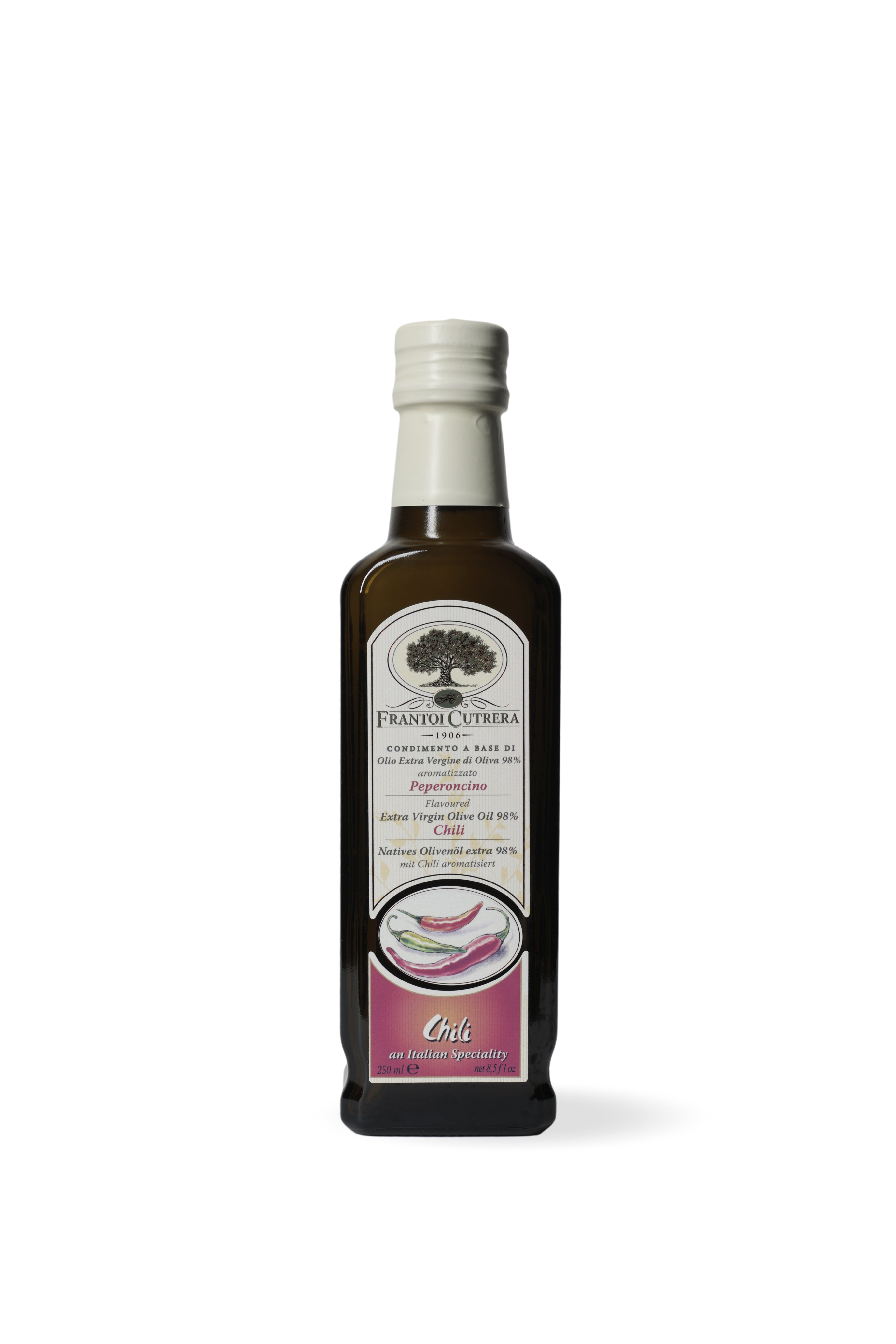 Condimento a base di olio extra vergine di oliva 98% aromatizzato al peperoncino - FRANTOI CUTRERA