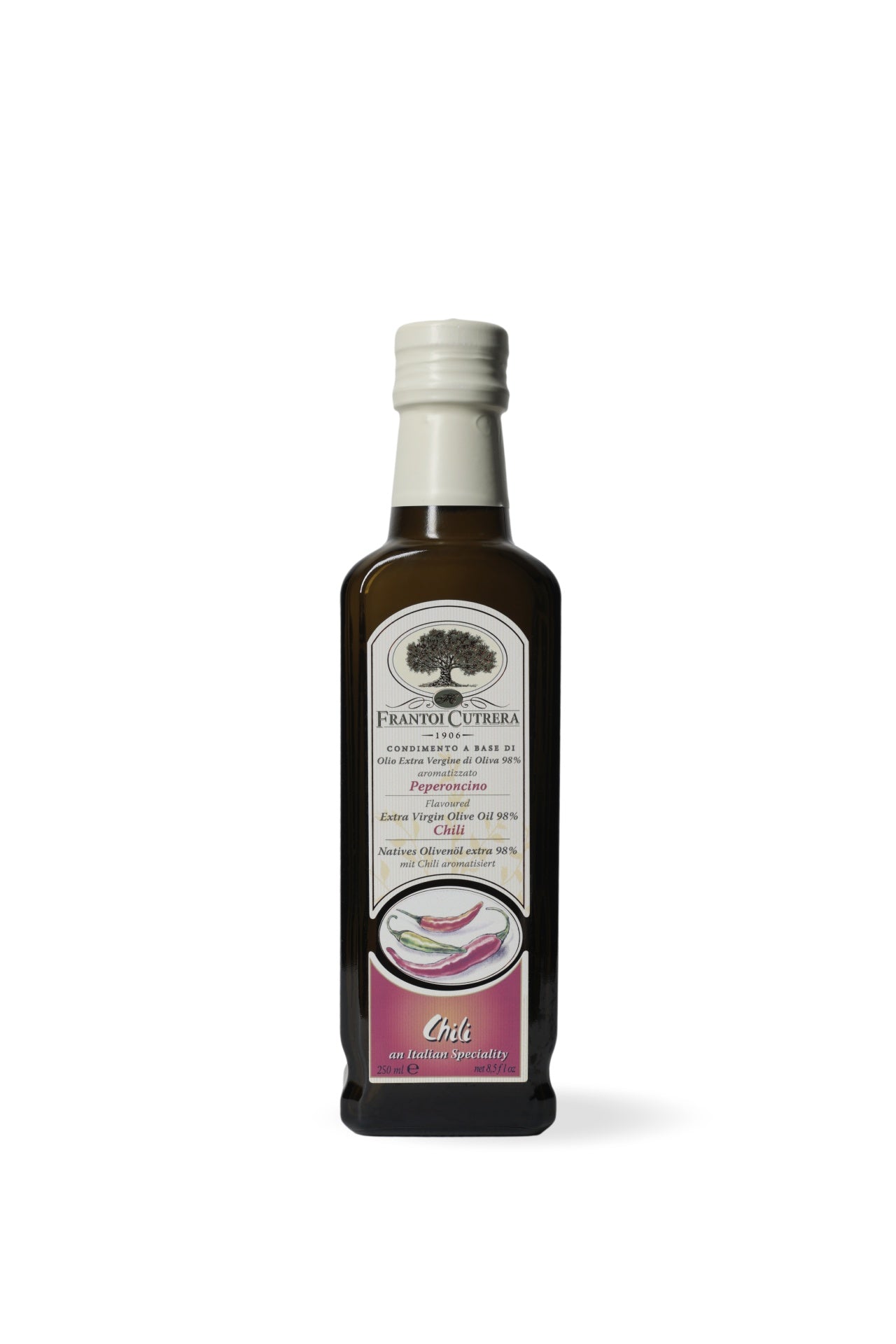 Condimento a base di olio extra vergine di oliva 98% aromatizzato al peperoncino