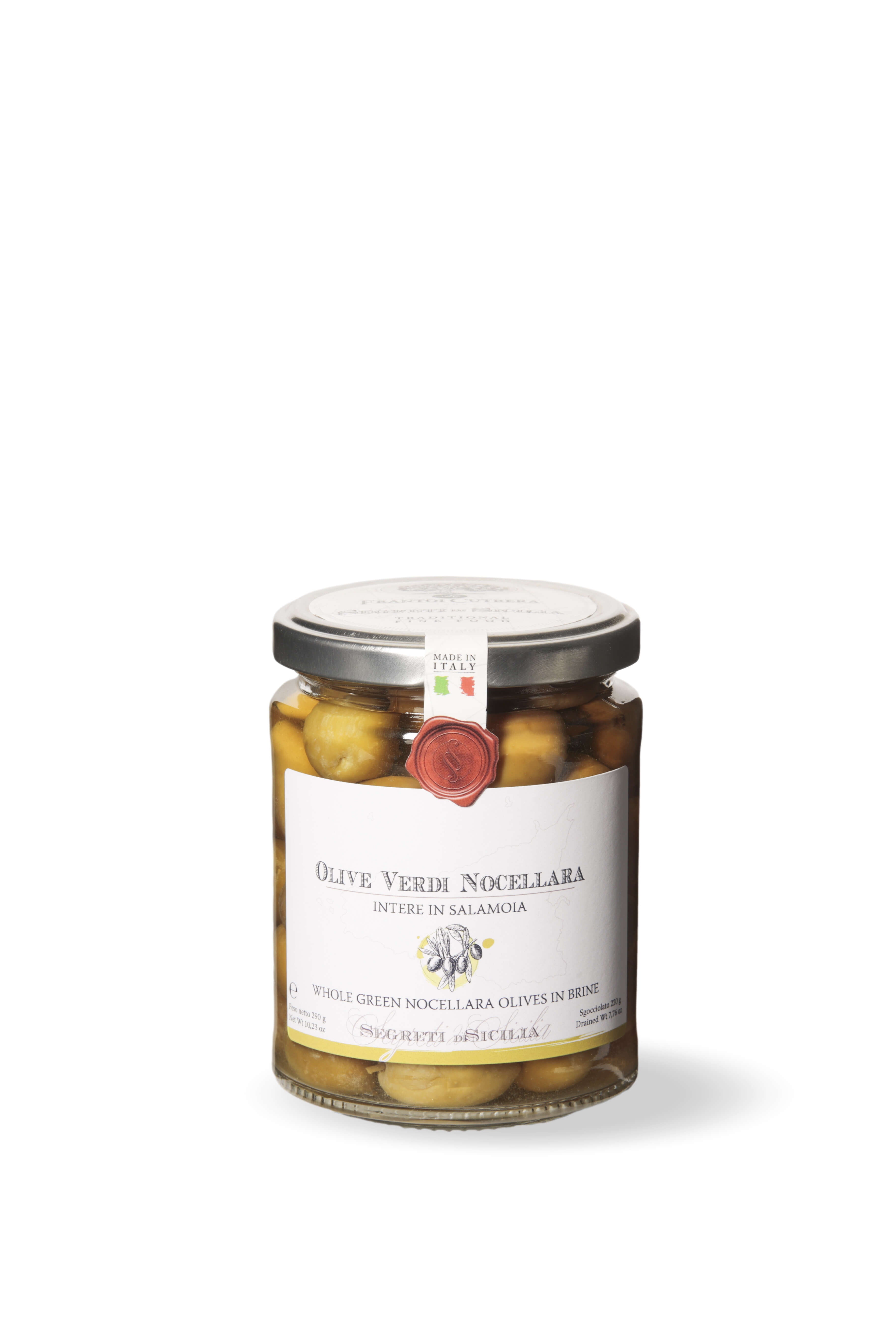 Whole Nocellara green olives in brine – Secrets of Sicily