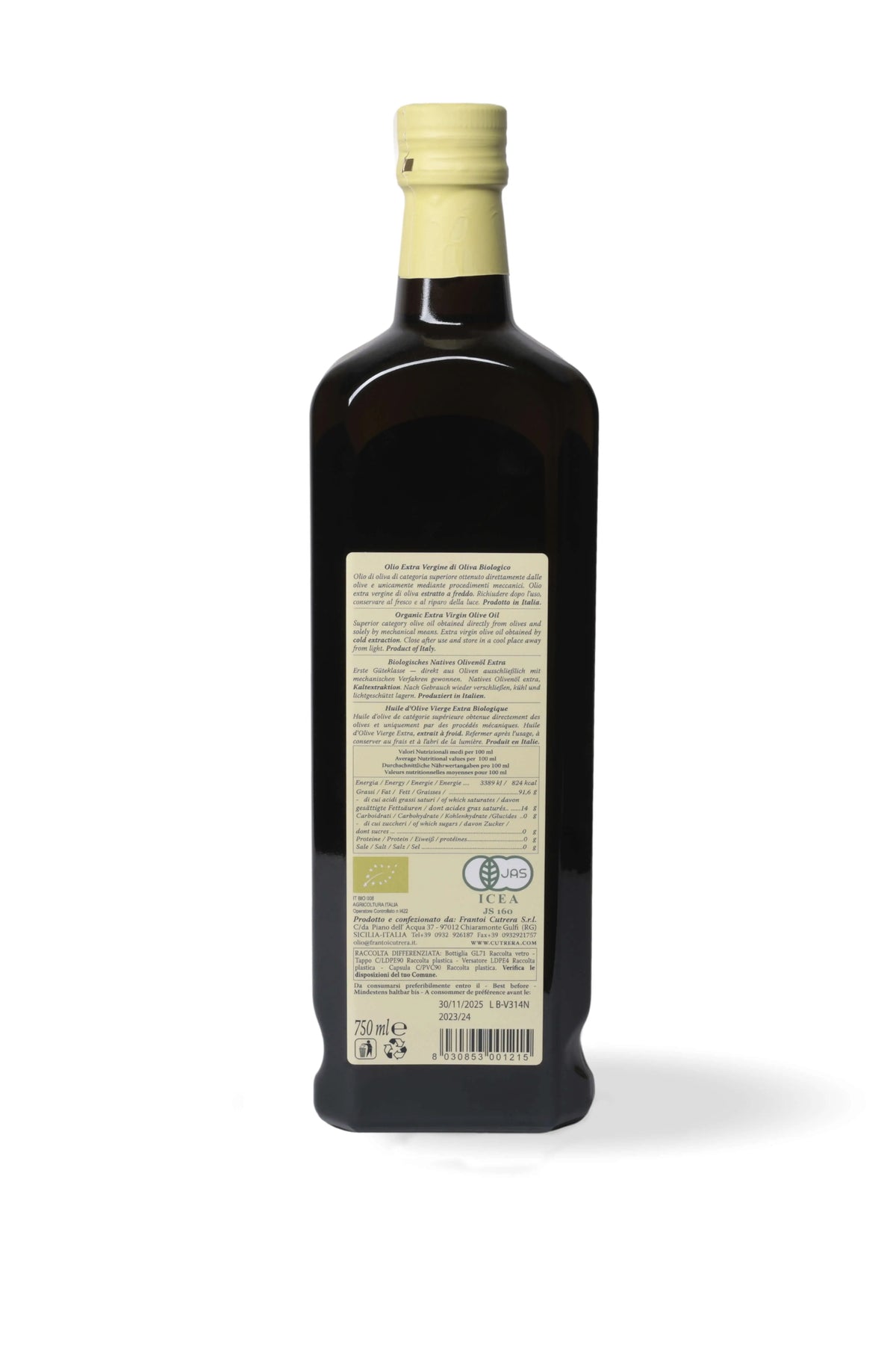 Primo BIO - Olio Extravergine di Oliva - Confezione da 6 Bottiglie - FRANTOI CUTRERA