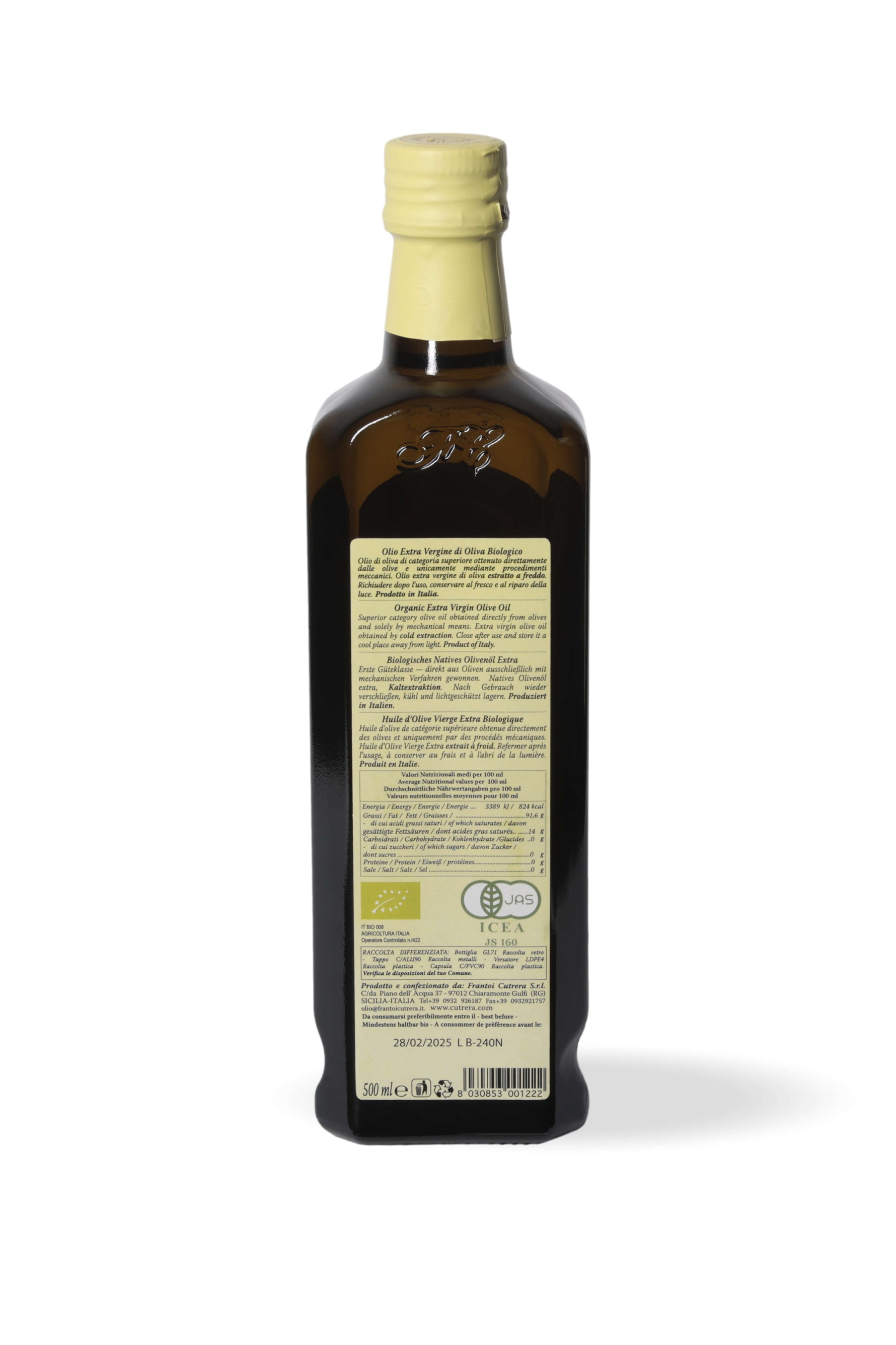 Primo BIO - Olio Extravergine di Oliva - Bottiglia Singola - FRANTOI CUTRERA