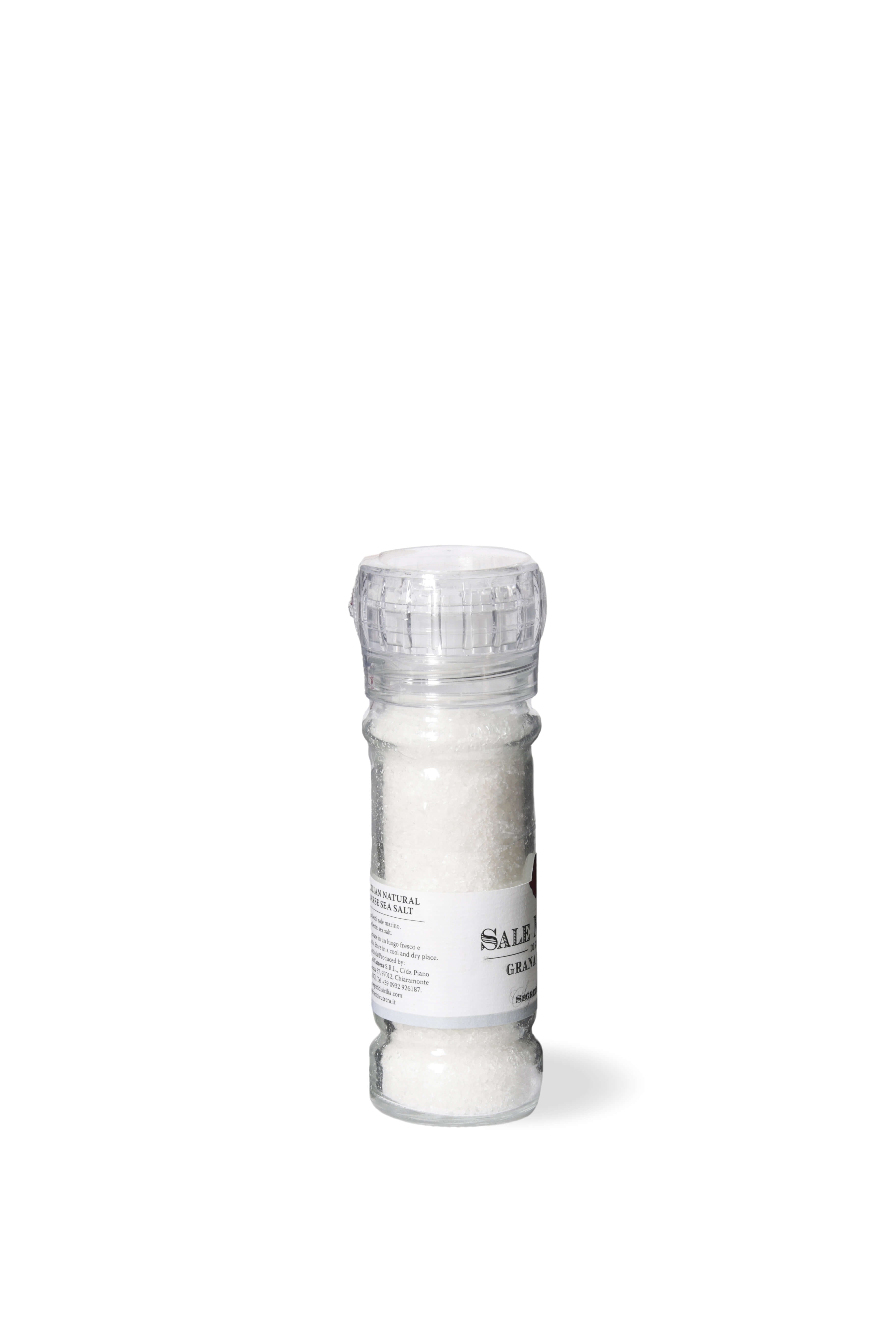Sicilian sea salt in coarse grain in a grinder
