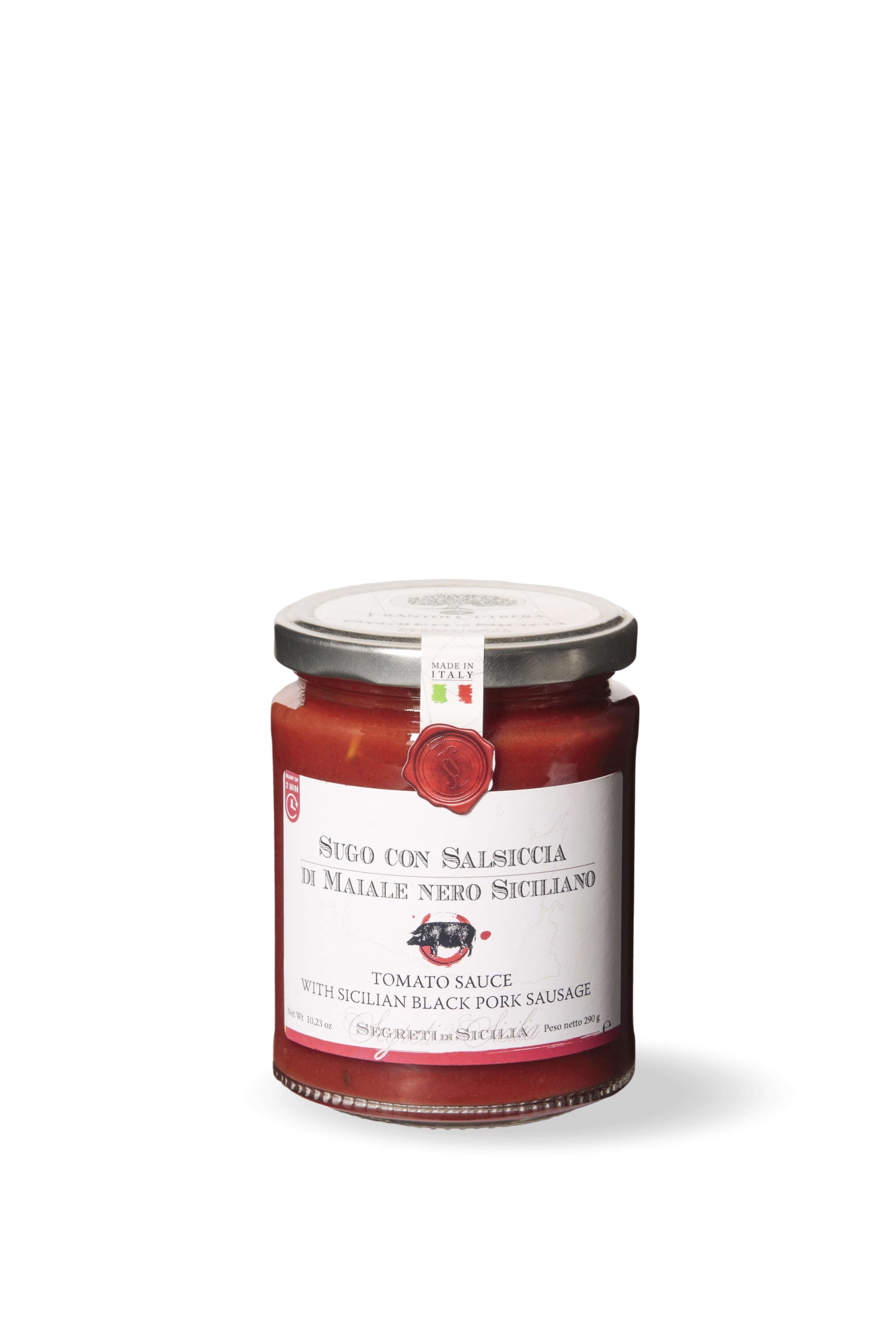 Sugo con salsiccia di maiale nero siciliano artigianale tradizionale